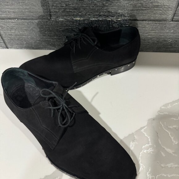 JIMMY CHOO Mens Axel Black Suede Studded Oxfords Size EU 44/ US 11